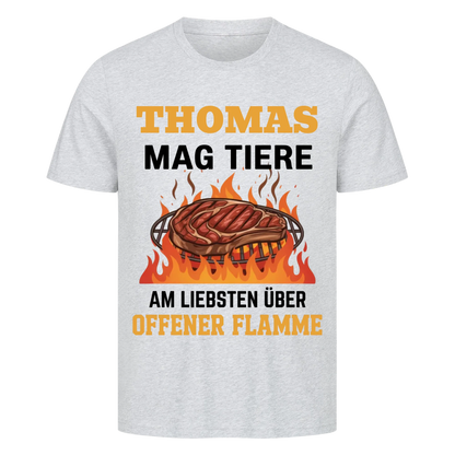 Mag Tiere über offener Flamme