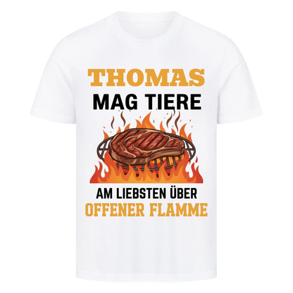 Mag Tiere über offener Flamme
