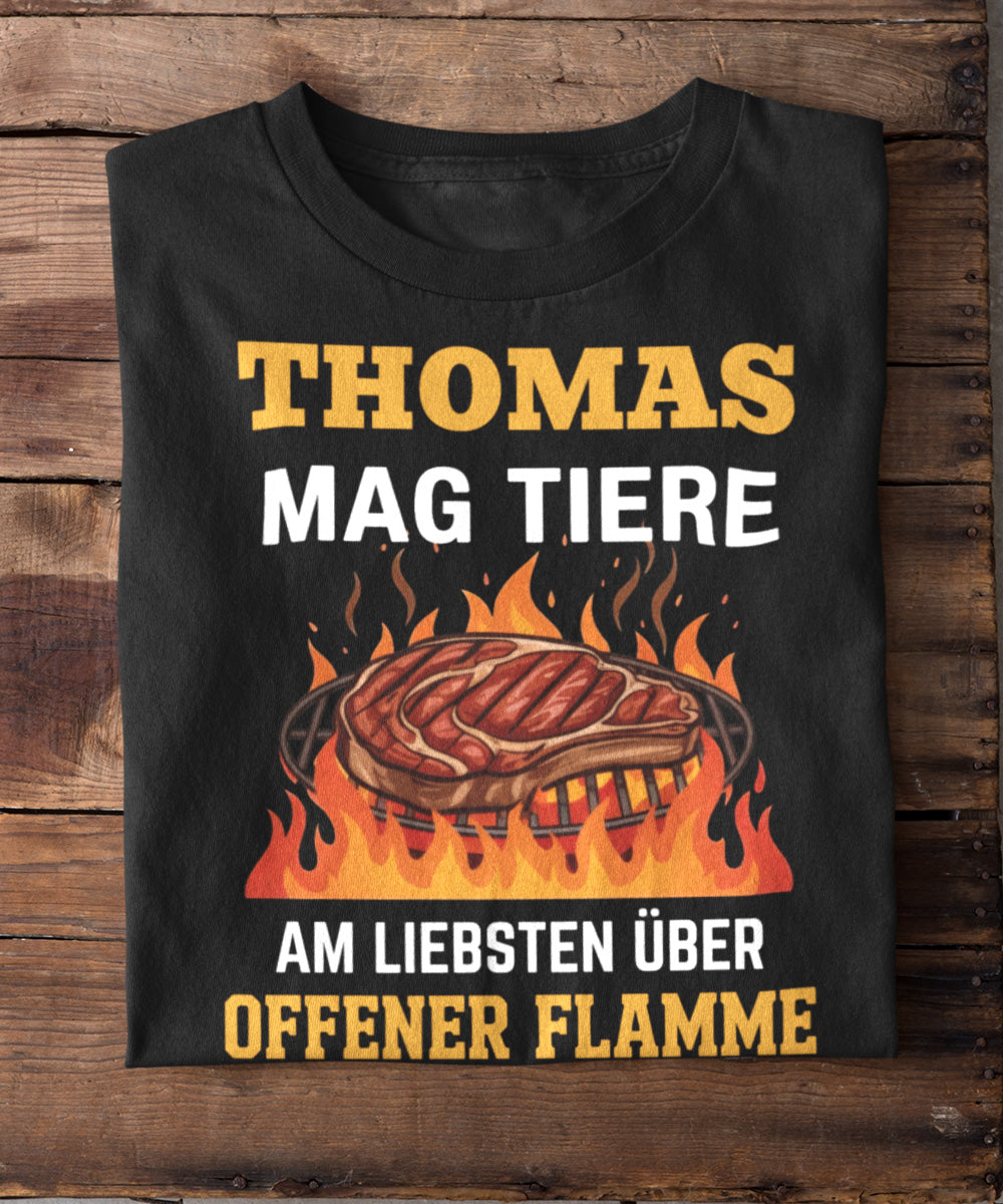 Mag Tiere über offener Flamme